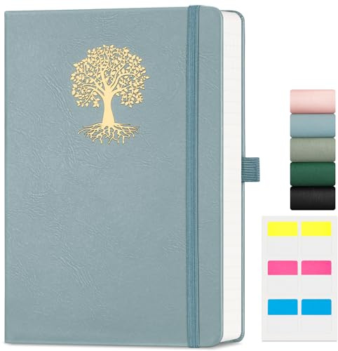 EMSHOI A5 Lined Notebook, Hardcover Journal Notepad, 192 Pages, Gray Blue