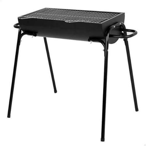 AKTIVE Barbecue Portable au Charbon de Bois, 91X33X71 cm, Noir Mat, Grille en Acier Inoxydable, Grande Surface, Structure en Métal, 4 Pieds, Poignées de Transport latérales (63111)