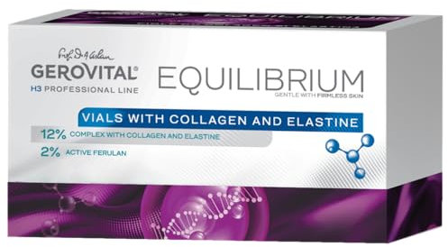 Sérum professionnel pour le visage avec 12% de collagène et d'élastine | Sérum hydratant et anti-rides intensif | Protection antioxydante Gerovital H3 Equilibrium 20 Ampoules x 2 ml