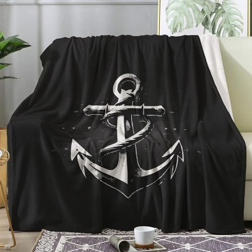 ZDABAOEC Kuscheldecke Flauschig Nautisch Maritime Anker Decke, Fleecedecke 130x150, Sofadecke & Couchdecke, Weiche Kuschelige Wohndecke Blanket, Klein Decken für Sofa Couch