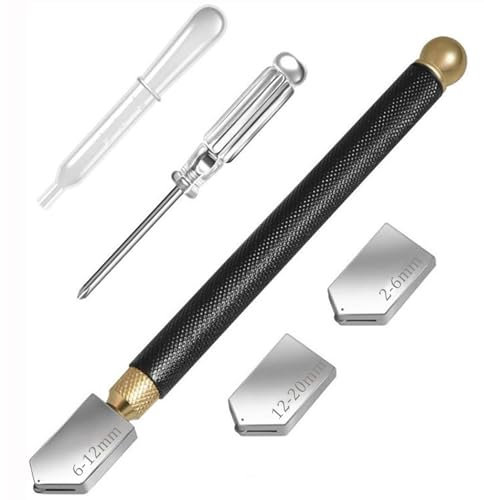 SHUBEIEUMI Tagliavetro Professionale con Olio da Taglio per Vetro, Testa da Taglio da 2 mm a 20 mm, per Specchio e Piastrelle in Mosaico di Vetro Spesso