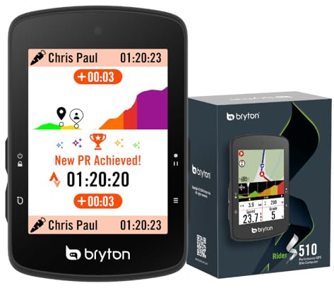 Bryton Rider S510 2.8 Inch Color LCD Touchscreen GPS Bike/Cycling Computer, Offline USA Map, Compatible with Bike Radar, 30hrs Long Battery Life, Navigation with Turn-by Turn Follow Track Waterproof