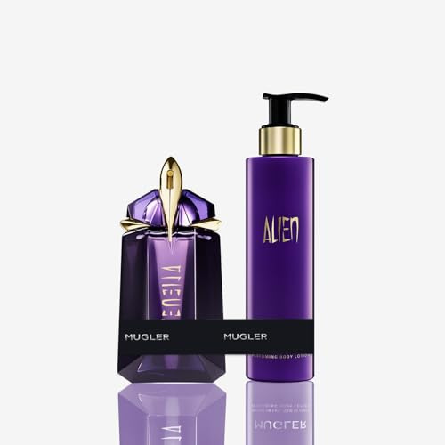 MUGLER Alien Eau De Parfum, Perfume Para Mujer, Ambarino, Amaderado y Floral, Fragancia Excepcional, Recargable, 60 Ml + MUGLER Alien Loción Corporal Perfumada, 200 ml