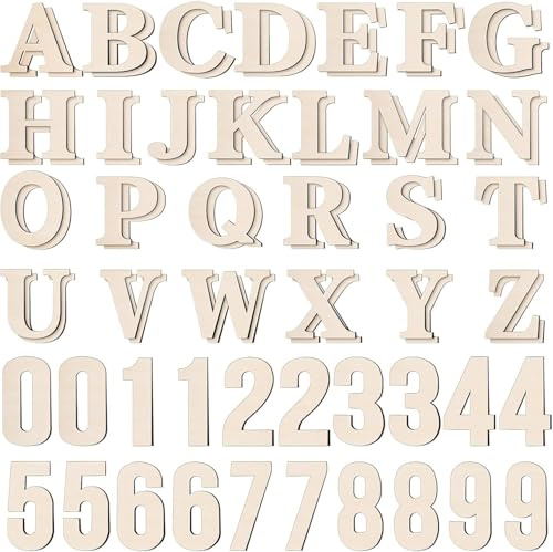 72 Pcs Wood Alphabet Letters, Wooden Numbers for Crafts, 4 Inch Large Natural Wood Letters Unfinished Wooden Capital DIY Craft for Wall Wood Home Decor