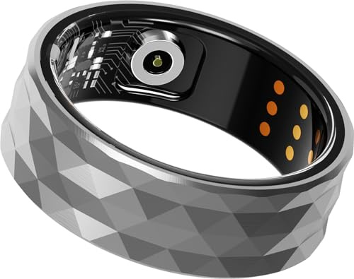 findtime Smart Ring Android Smartringe für Damen Herren Fitness Tracker Ring Pulsmesser iOS Smartring Fitness Ring Tracker Finger Schlaftracker Gesundheits Tracker Schrittzähler Kalorien Silber