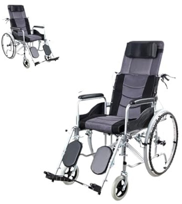 zhyunvd Rollstuhl Faltbar Leicht,Outdoor Rollstuhl Mit Fußstütze,Ultraleicht Rollstuhl Faltrollstuhl,Für Senioren Und Behinderung,100Kg Tragkraft,Mit Teleskopstiel Und Reisetasche A,Spread Wheel