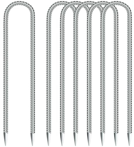 KOOOGEAR 6 estacas de suelo, anclajes para suelo, 30 cm de largo, ganchos en U para tienda de campaña, ganchos para asegurar vallas, trampolines, toldos de camping, estacas de jardín (6 unidades