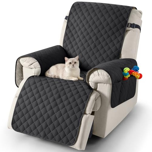 TAOCOCO Sesselschoner für Relaxsessel, Sesselbezug Relaxsessel mit Armlehnen und Taschen, Sessel überzug Wasserdicht für EIN Zuhause mit Kindern und Haustieren(Schwarz, 63.5×231 cm)