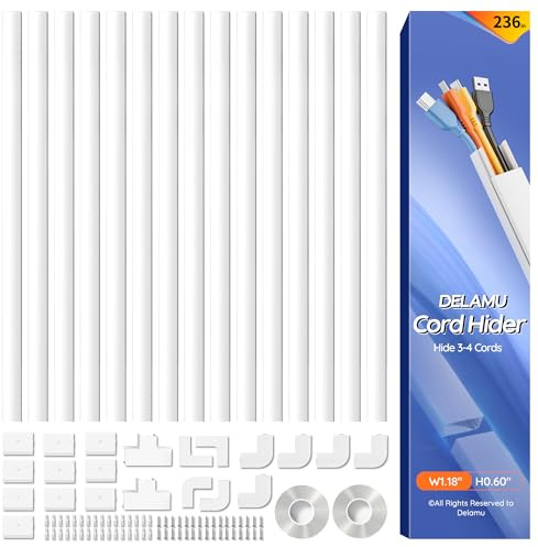 Delamu 6M Kabelkanal Weiß Selbstklebend, Kabelschacht Weiss(15 Stück- 30x17mm), Kabelkanäle TV Kabelkanal Aussenbereich Wand alle Netzkabel in Haushalt/Büro