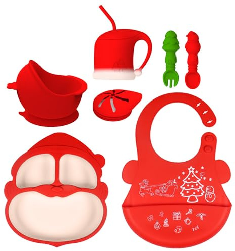 Set di stoviglie in silicone di Natale per bambini Piatti da cena riutilizzabili Set di piatti per bambini in silicone per bambini