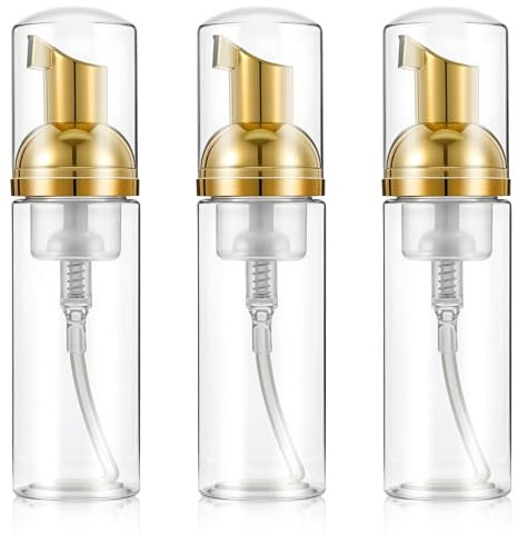 3 Pcs Foam Pump Bottle, Portable 60ml / 2 oz Travel Size Pump Bottle, Empty Refillable Plastic Mousse Foam Soap Dispenser Pumps for Hand Soap, Shampoo, Lash Cleanser Skin Care