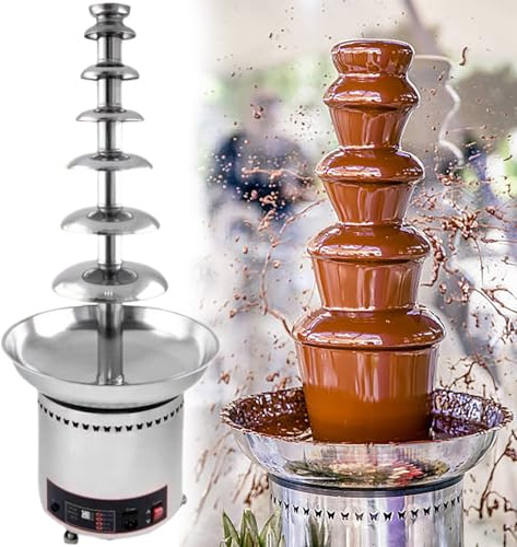 Electric Chocolate Fondue Fountain, Stainless Steel 6-Tier Melting Pot for Parties, Weddings, and Events, Ideal for Chocolate, Cheese, BBQ Sauce, and Liqueurs