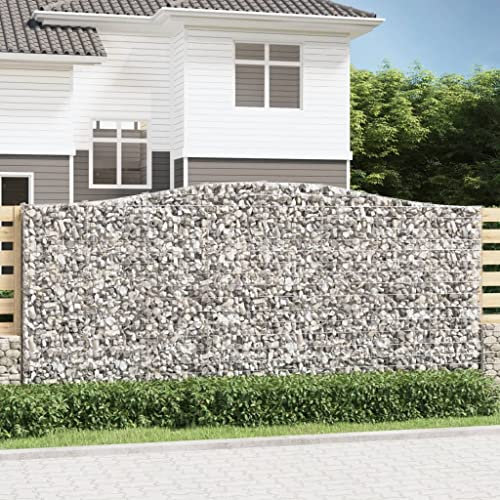 GCHDHAPB Arched Gabion Baskets 2 pcs 400x30x180/200 cm Galvanised IronHome & Garden Lawn & Garden Gardening Pots & Planters