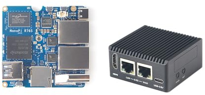 NanoPi R76S Mini Router Ripetitore FriendlyWrt, LPDDR5 4GB/16GB RAM 64 GB eMMC 6TOPS NPU RK3576 SoC con Modello Al, Doppia Porta Ethernet 2.5G per IoT NAS Smart Gateway (Kit Standard, con Modulo WiFi