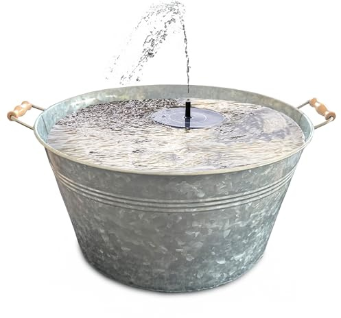Set di fontane solari per esterni, grande ciotola in zinco da 50 cm, come fontana da giardino