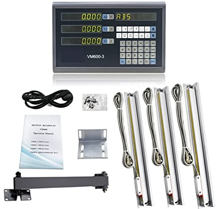 OLSKFUH Kit D'Échelles Linéaires À Affichage Numérique Vm600-3, 5U, Lignes De 50 À 1 000 Mm, Encodeurs pour Tours Et Fraiseuses, DRO Numérique,1-3 Axis DRO Set