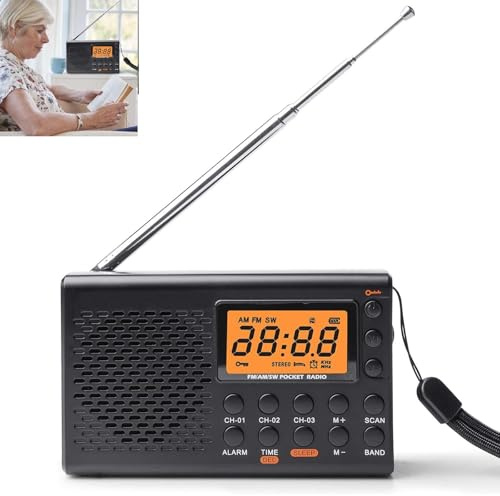 GOMETY Tragbares Radio AM/FM/SW Kofferradio, Netz & Batteriebetrieb LED-Display mit Bestem Empfang Eingebautem Lautsprecher Kopfhöreranschluss Wecker Timing-Funktion für Zuhause Notfall Camping