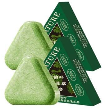 Nature Triangle Shampoo Bar, Usman Grass Shampoos Bar, Control Oiliness, Eliminate Dandruff, Calming & Strengthens Hair, Deeply Nourishing Hair Regrowth Soap Bars for all Hair Types (2PCS)