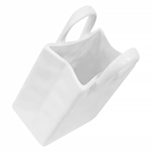 Toyvian Jarrón Porta Brochas de Maquillaje Forma de Bolso, Cerámica de Color Claro, Hecho a Mano, Decorativo para Tocador y Mesa