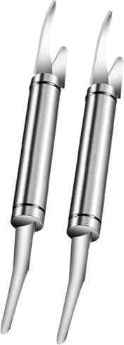 Gadpiparty 2 Pezzi Sgusciatori per Gamberi in Acciaio Inox 304, Pulitori Ergonomici Doppia Testa per Pesce e Crostacei, Accessori Cucina Portatili per Uso Domestico e Professionale