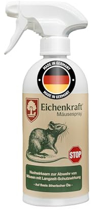 EICHENKRAFT Mäuseabwehr Spray 500ml – Mäusespray gegen Mäuse & Ratten für Haus, Keller, Dachboden, Garage, Auto & Motorraum – Nagetierabwehr mit ätherischen Ölen Made in Germany
