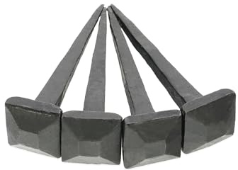Paquete de 4 clavos de hierro negro con cabeza cuadrada rústica antigua y forjados a mano, hechos a mano, 7,6 cm x 20 mm, clavos decorativos para puertas y muebles