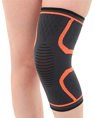 HUXI Knee Brace,Knee Pad,Knee Sleeves Breathable,Knee Support for Men Women,Fit Running Basketball Cycling Walking,Against Sports Injury (Single),Orange,L