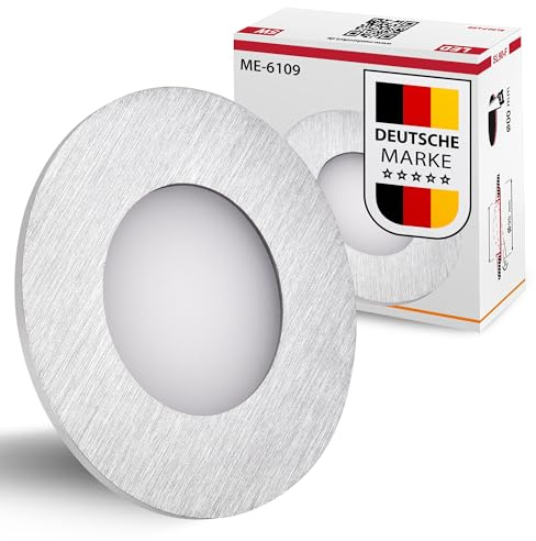 3er SET LED Treppenbeleuchtung 230V warmweiß 0,5W RUND Aluminium Treppenleuchte Wand Einbauleuchte Einbaustrahler Treppenlicht Flurleuchte 6104R