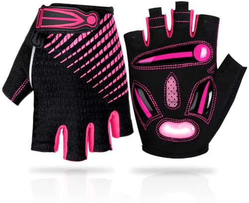 LUROON Cycling Gloves Half Finger Gel Padded Bike Gloves Anti-Slip Shock-absorbing Hand Protect Fingerless Summer Bicycle Short Gloves for Mens & Women