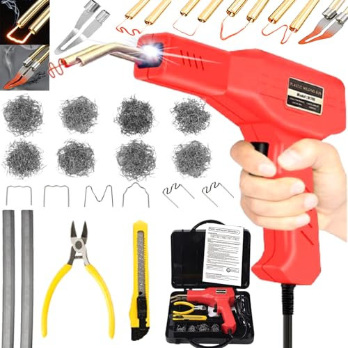 220W Kunststoff Schweißgerät, Kunststoff Schweißen Set mit 800PCS Schweißnägel für Auto Stoßstange Reparatur, 2-in-1 Kunststoff Schweißen Maschine