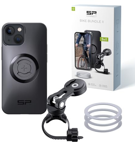SP CONNECT Bike Bundle II | SPC+ | kompatibel mit iPhone 13 mini/12 mini | Handyhalter für Fahrradlenker | Mountainbike Rennrad Handy Halterung
