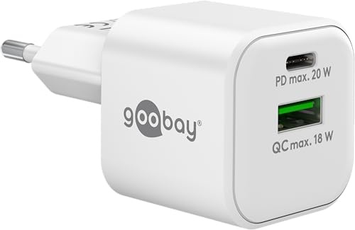 GOOBAY USB Ladegerät Nano USB A/C max.18/20W für schnelleres und effizienteres Laden, weiß