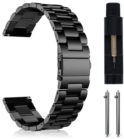 MaEiol 22mm Edelstahl Metall Armband für Xiaomi Watch S5 46mm/S4 /S4 Sport/Xiaomi Redmi Watch 5 Active /5 Lite, Business Uhrenarmband Armbänder Armband Ersatzarmband für Herren Damen - Schwarz