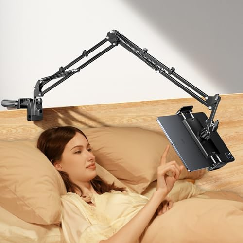 TRYONE Tablet Holder Stand for Bed, 360° Flexible &Adjustable Mount Clamp Desk for iPad, for Kindle, for Samsung, Swith All 4.7-16.1 Screen Devices
