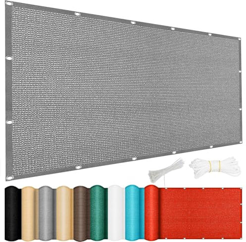 Tenda a Vela Ombreggiante Rettangolare 110 x 150 cm, HDPE Polietilene, Traspirante, Leggera e Resistente, Tenda da Sole per Esterno Giardino Terrazza, per Giardino,Terrazzo,Balcone, Grigio Chiaro