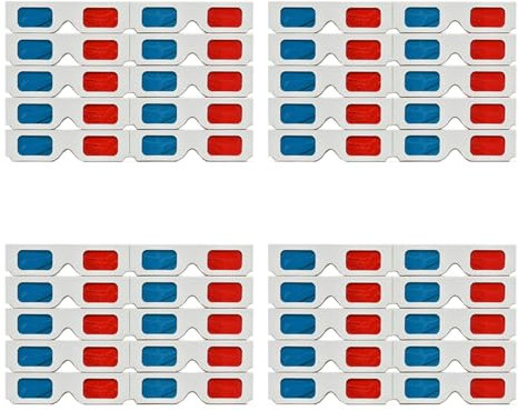 Tuesoa 3D Glasses, 40 Pairs Red and Blue Paper Stereo Lenses for Set Anaglyph Paper 3D Glasses