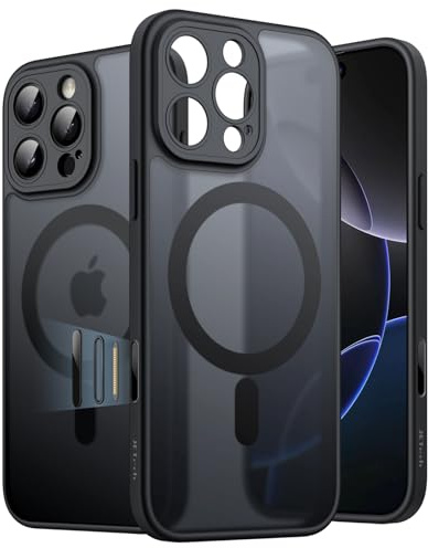JETech Cover Magnetica Opaca per iPhone 16 Pro, Titanio Nero