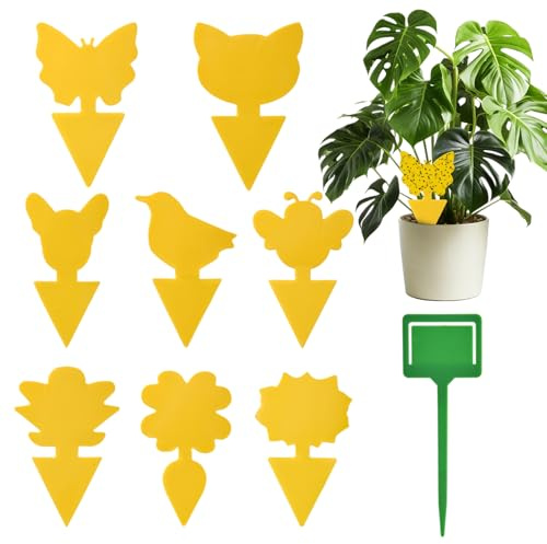 Paquete de 80 trampas para moscas de la fruta para interiores, trampa para mosquitos y mosquitos de doble cara, color amarillo, atrapador de insectos voladores para mosquitos, moscas blancas, pulgones
