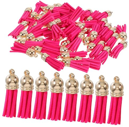 Anneome 50 Borlas de Llavero en Aleación de Zinc y Pu, Mini Borlas de Flecos para Manualidades y Fabricación de Joyas, Fáciles de Combinar para Proyectos DIY