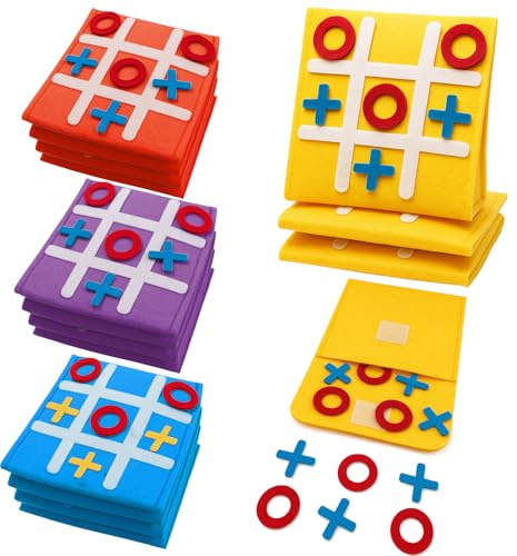 kelav Mini Gioco da Tavolo in Feltro, 16 Pezzi Tac Tic Toe Gioco per Bambini, Colori Multipli Mini Feltro Nove Griglia Giochi, Educativi da Viaggio per Regalo Fine Anno Bambini