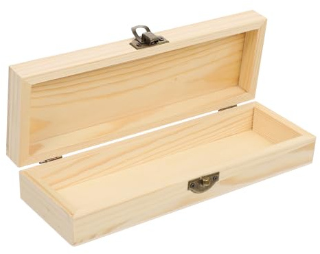 NULYLU Holz Stiftebox Aufbewahrungsbox Länglich mit Deckel Kratzfest Schreibwaren Organizer für Schule Büro Zuhause