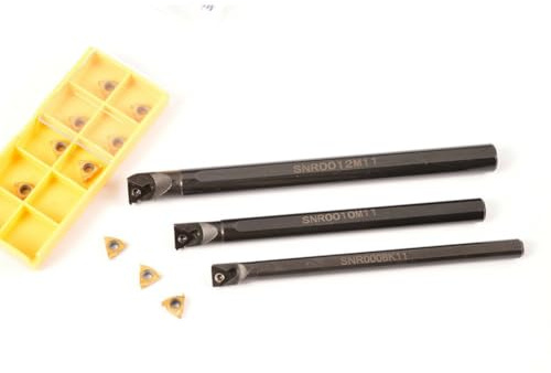 Serenophile Set di portautensili da 8 mm, 10 mm, 12 mm, filettatura interna per inserti 11IR AG60, in acciaio legato SNR0008K11/SNR0010K11/SNR0012M11, mano destra, 45HRC