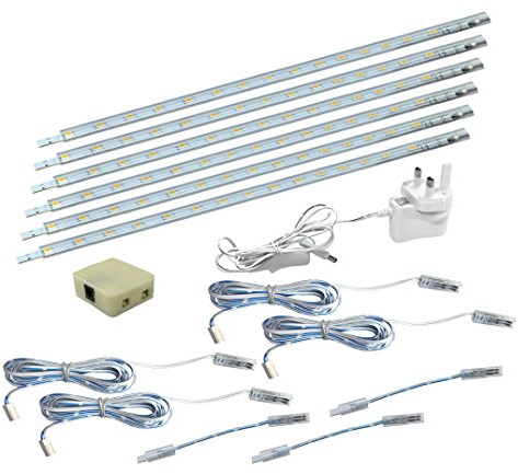 Long Life Lamp Company 6 x 30cm Plug in LED Warm White Under Kitchen Cupboard Cabinet Strip Lights