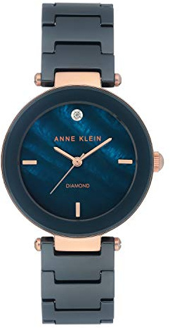 Anne Klein Women's Genuine Diamond Dial Ceramic Bracelet Watch