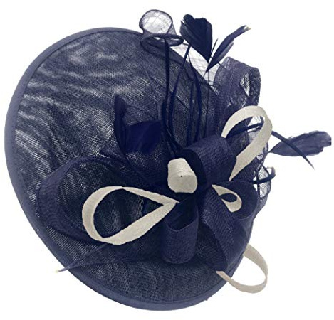 Caprilite marinblå mix färg Sinamay stor skiva tefat fascinator hatt för kvinnor bröllop pannband