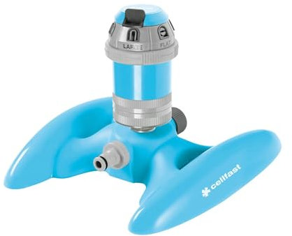 Cellfast Irrigatore A Settori Irrigatore per Grandi Superfici con Flusso d'Acqua Controllabile per Prato Fiori Piante Regolazione A Gradini Impostazione Dell'Area Power cellPRO