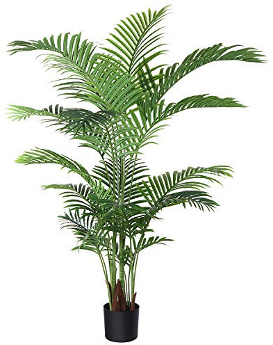 Fopamtri Künstliche Areca Palme 160 cm Fake Palm Tree 17 Stämme Faux Tree für Indoor Outdoor Modern Decor Feaux Dypsis Lutescens Pflanzen im Topf für Home Office (1 Stück)