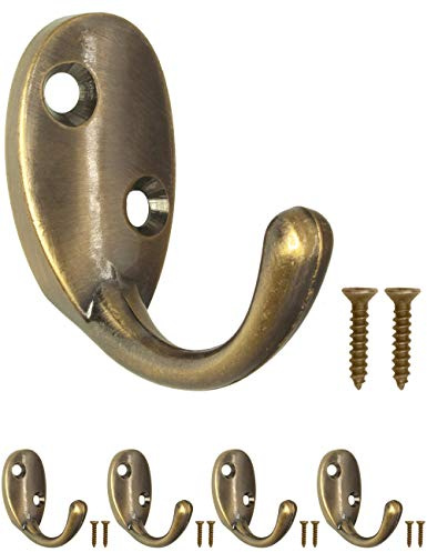 Fuxxer 4x Klassische Garderoben-Haken, Handtuch-Haken, Eisen-Haken, Farbe Bronze, 4er Set