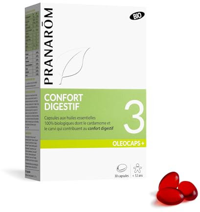 PRANARÔM - Oléocaps 3 - Confort Digestif - Aux Huiles Essentielles Ciblées - Dont Gingembre, Menthe Poivrée, Cannelle de Chine, Citron & + - 100 % Naturelle Et Bio - HECT - 30 Capsules Prédosées