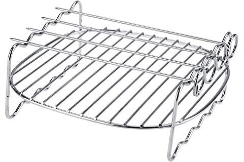 Porta barbecue a doppio strato con 4 spiedini, Rack accessori barbecue di ricambio per friggitrice HD9225, HD9920, HD9231, HD9233, HD9904